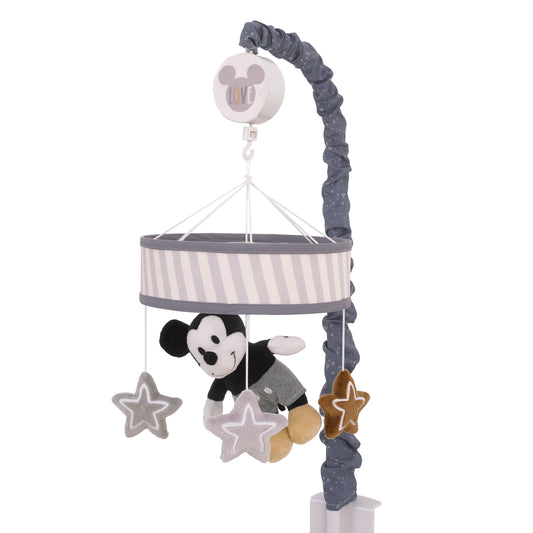 Disney Mickey Mouse Love Mickey Gray, Black, and Tan Plush Mickey Mouse and Stars Musical Mobile