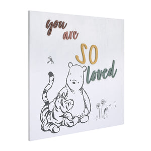 Disney Classic Winnie the Pooh and Tigger You Are So Loved Ivory and Grey Wood Wall decor