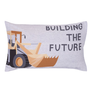 Everything Kids Trucks Gray, Red, Blue, and Yellow Building The Future 4 Piece Toddler Bed Set - Comforter, Fitted Bottom Sheet, Flat Top Sheet, and Reversible Pillowcase