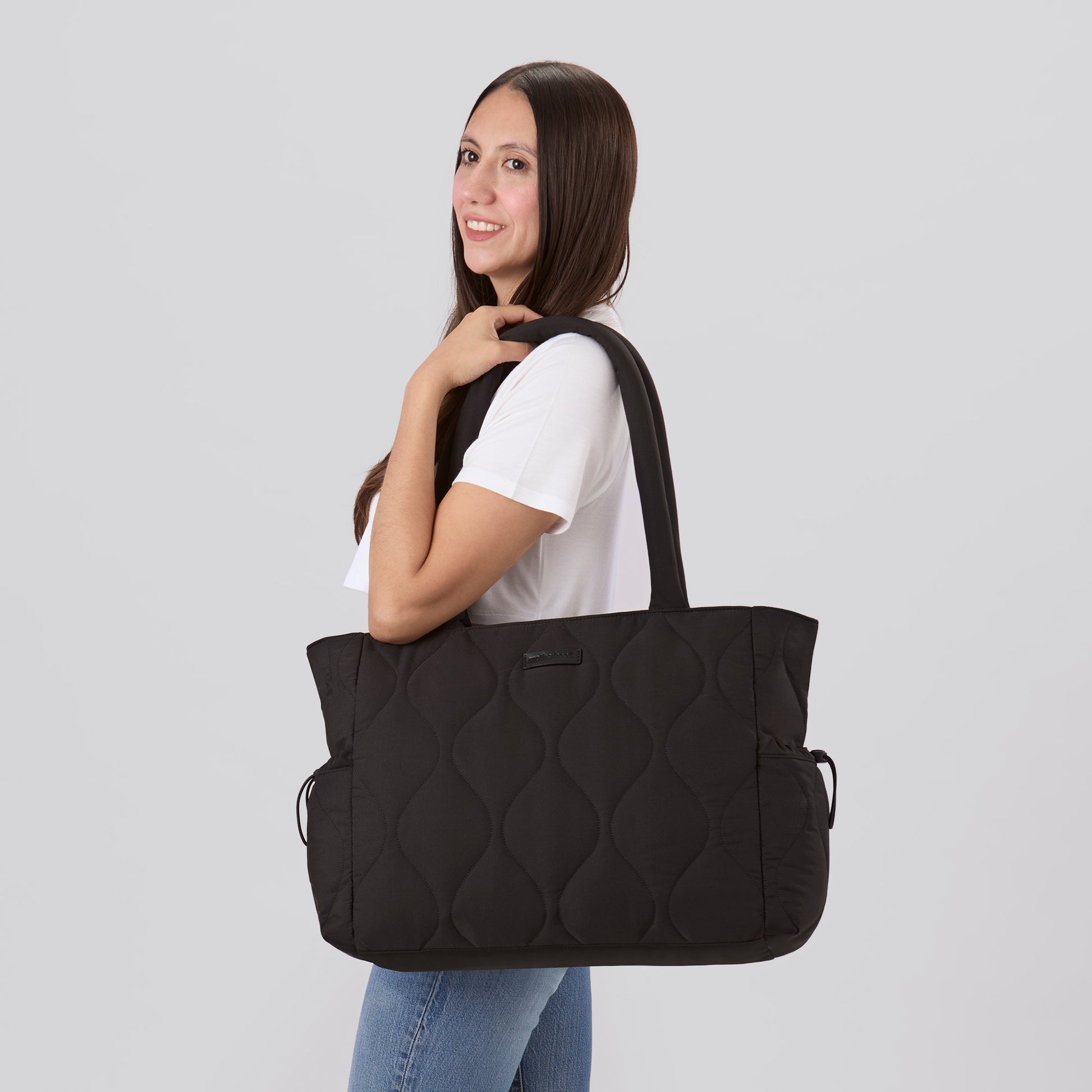 Motherhood Quilted Tote Diaper Bag, Black