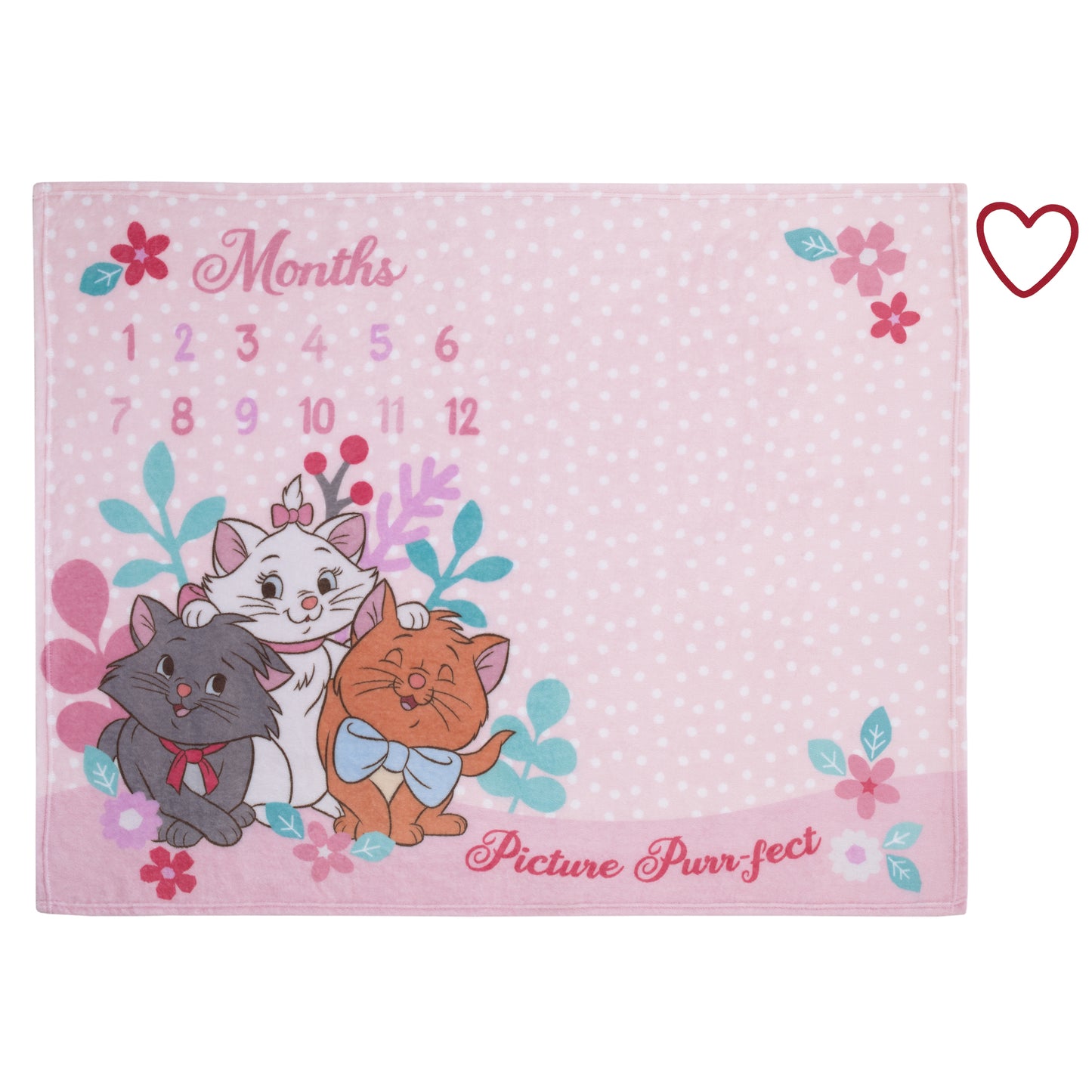 Disney Aristocats Pink Picture Purr-fect Super Soft Photo Op Milestone Baby Blanket