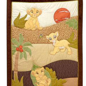 NoJo Disney Lion King Simba's Wild Adventure 7 Piece Nursery Crib Bedding Set - Appliqued Comforter, 2 100% Cotton Fitted Crib Sheets, Crib Skirt with 16