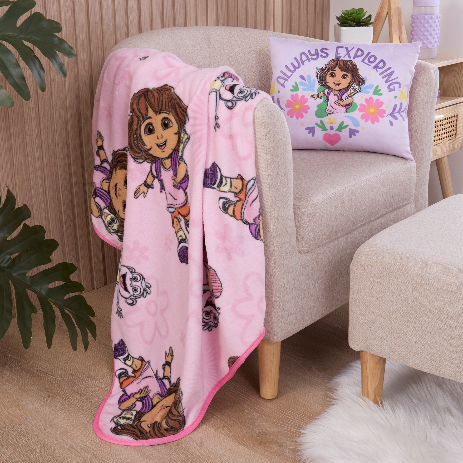 NoJo Dora Adventure Awaits Toddler Blanket, Pink