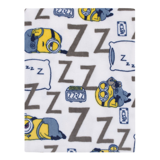 Illumination Lazy Minions Club Gray, Blue, Yellow, and White Super Soft Toddler Blanket