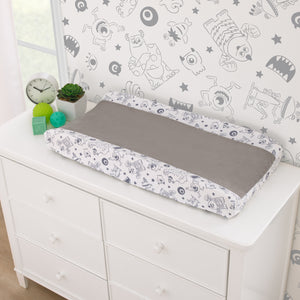 Disney Monsters, Inc. Cutest Little Monster Gray, and White Contoured Changing Pad Cover