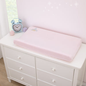 Disney Sweet Princess Pink and Light Blue Appliqued Glass Slipper Contoured Changing Pad Cover