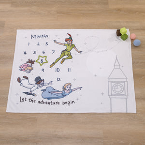 Disney Peter Pan White Let The Adventure Begin Super Soft Photo Op Milestone Baby Blanket