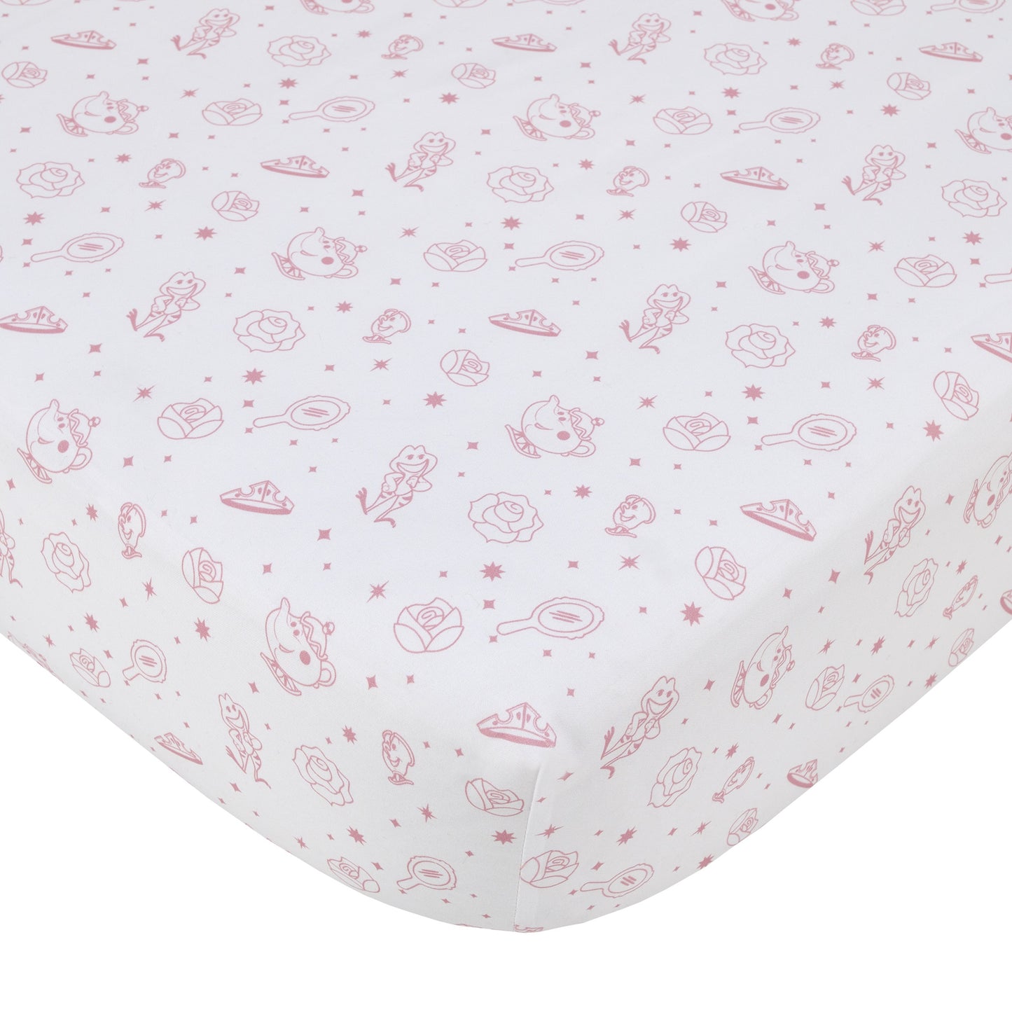 Disney Make A Wish Princess Pink and White Fitted Crib Sheet