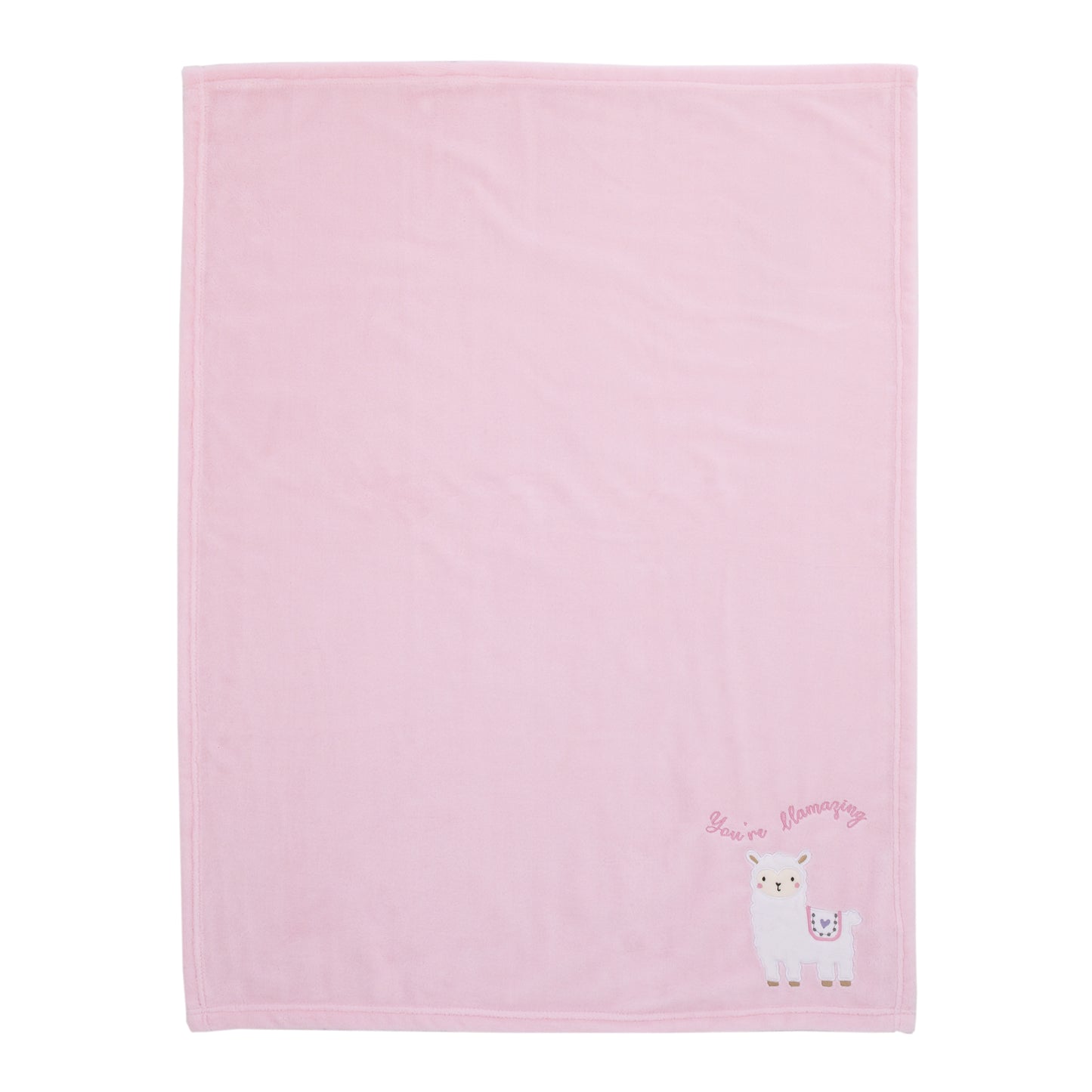 Little Love by NoJo Sweet Llama and Butterflies Super Soft Pink Baby Blanket with Applique and Embroidery