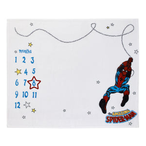 Marvel Amazing Spider-Man Red, White, and Blue Super Soft Milestone Baby Blanket