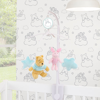 Disney Winnie the Pooh Hello Sunshine Nursery Musical Mobile with Plush Winnie the Pooh, Piglet and Aqua Cloud and Stars