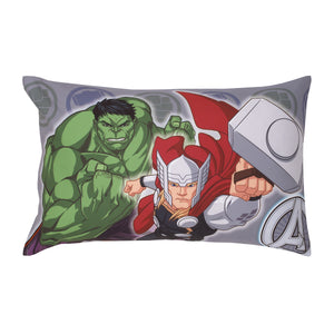 Marvel Avengers Team Blue, Red, and Green Hulk, Captain America, Iron Man, and Thor 4 Piece Toddler Bed Set - Comforter, Fitted Bottom Sheet, Flat Top Sheet, and Reversible Pillowcase