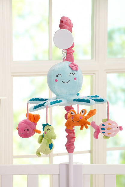 Carter's Sea Collection Coral, Aqua, Lime, Octopus Musical Mobile with Crab, Fish and Seahorse