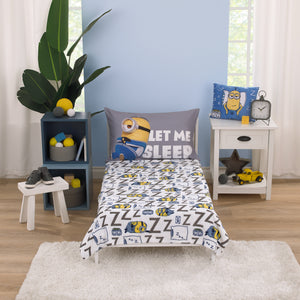 Illumination Lazy Minions Club Gray, Blue, Yellow, and White Super Soft Toddler Blanket