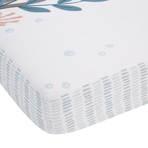 NoJo Explore Dream Discover Light Blue, Navy, and White Octopus 100% Cotton Nursery Photo Op Fitted Crib Sheet