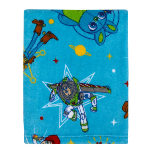 Disney Toy Story It's Play Time Blue, Green, Red and Yellow Woody, Buzz and The Toys Super Soft Toddler Blanket