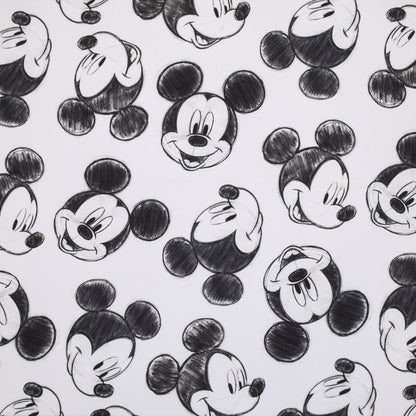 Disney Mickey Mouse - Charcoal Black and White Smiling Mickey Mouse Nursery Fitted Crib Sheet