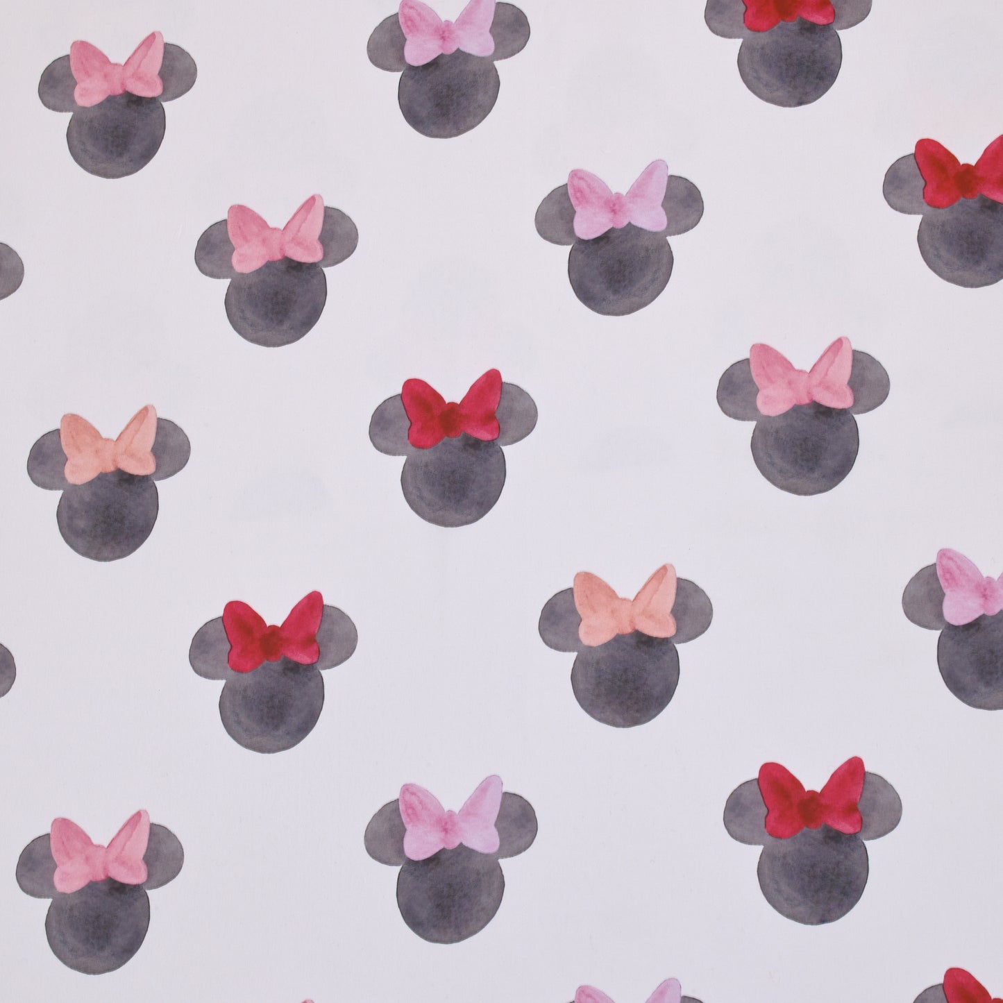 Disney Minnie Mouse - Black, Red and Pink Watercolor Minnie Ears Nursery Fitted Crib Sheet