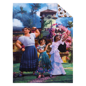 Disney Encanto Power Trio Purple and Teal 4 Piece Toddler Bed Set - Comforter, Fitted Bottom Sheet, Flat Top Sheet, and Reversible Pillowcase