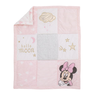 Disney Minnie Mouse Twinkle Twinkle Minnie Pink, White and Metallic Gold 3 Piece Crib Bedding Set