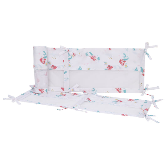Ariel Watercolor Wishes Aqua, White, and Orange Secure-Me Crib Liner