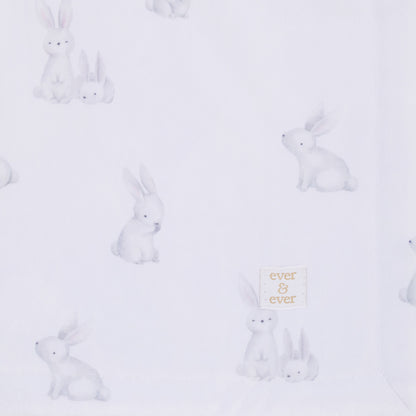 NoJo Sweet Bunny White, Pink, and Gray Super Soft Plush Sherpa Baby Blanket
