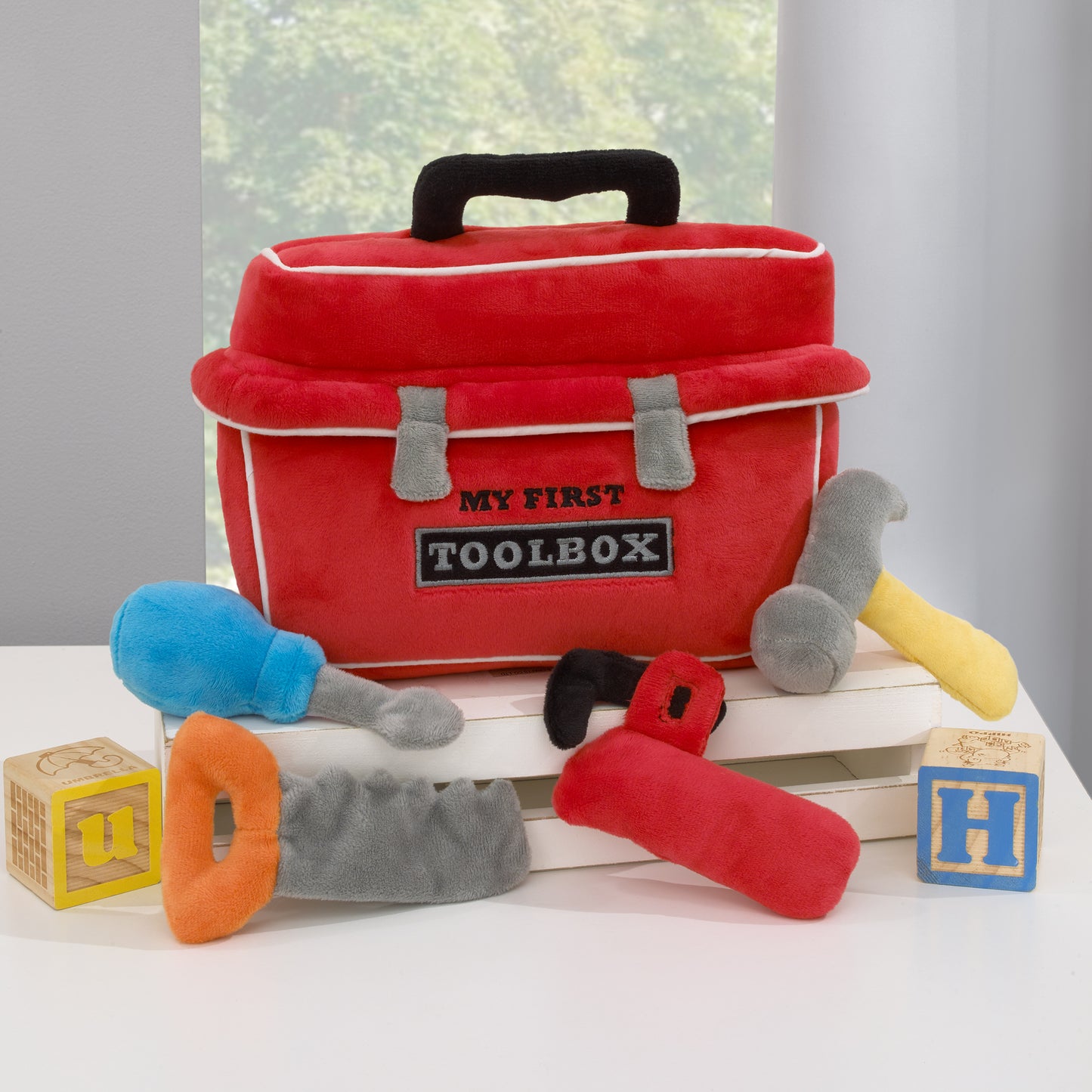 Little Love by NoJo My First Toolbox Red Plush 5 Piece Toy Set - Toolbox, Saw, Screwdriver, Wrench, and Hammer