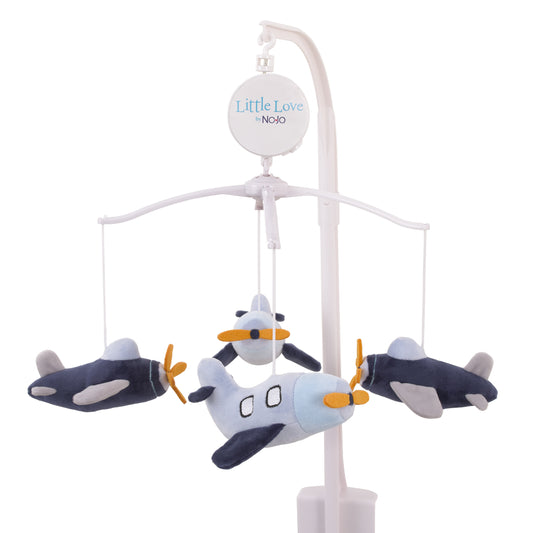 Little Love by NoJo Soar High Little One Navy Plush Airplane Musical Mobile