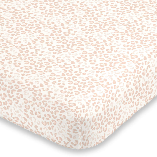 NoJo Neutral Cheetah Peach, Pink and Ivory Fitted Super Soft Crib Sheet