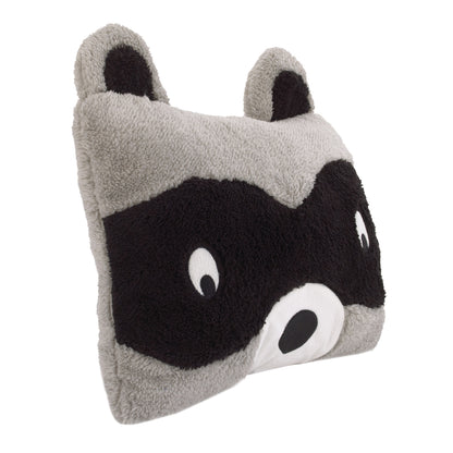 Little Love by NoJo Raccoon Shaped Gray, Black and White Plush Sherpa Decorative Pillow