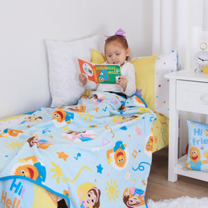 Ms. Rachel Happy Patchwork Toddler Blanket, Blue