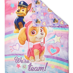 NoJo Paw Patrol Skye We're A Team 4 Piece Toddler Bed Set - Includes Comforter, Fitted Bottom Sheet, Flat Top Sheet, Reversible Pillowcase