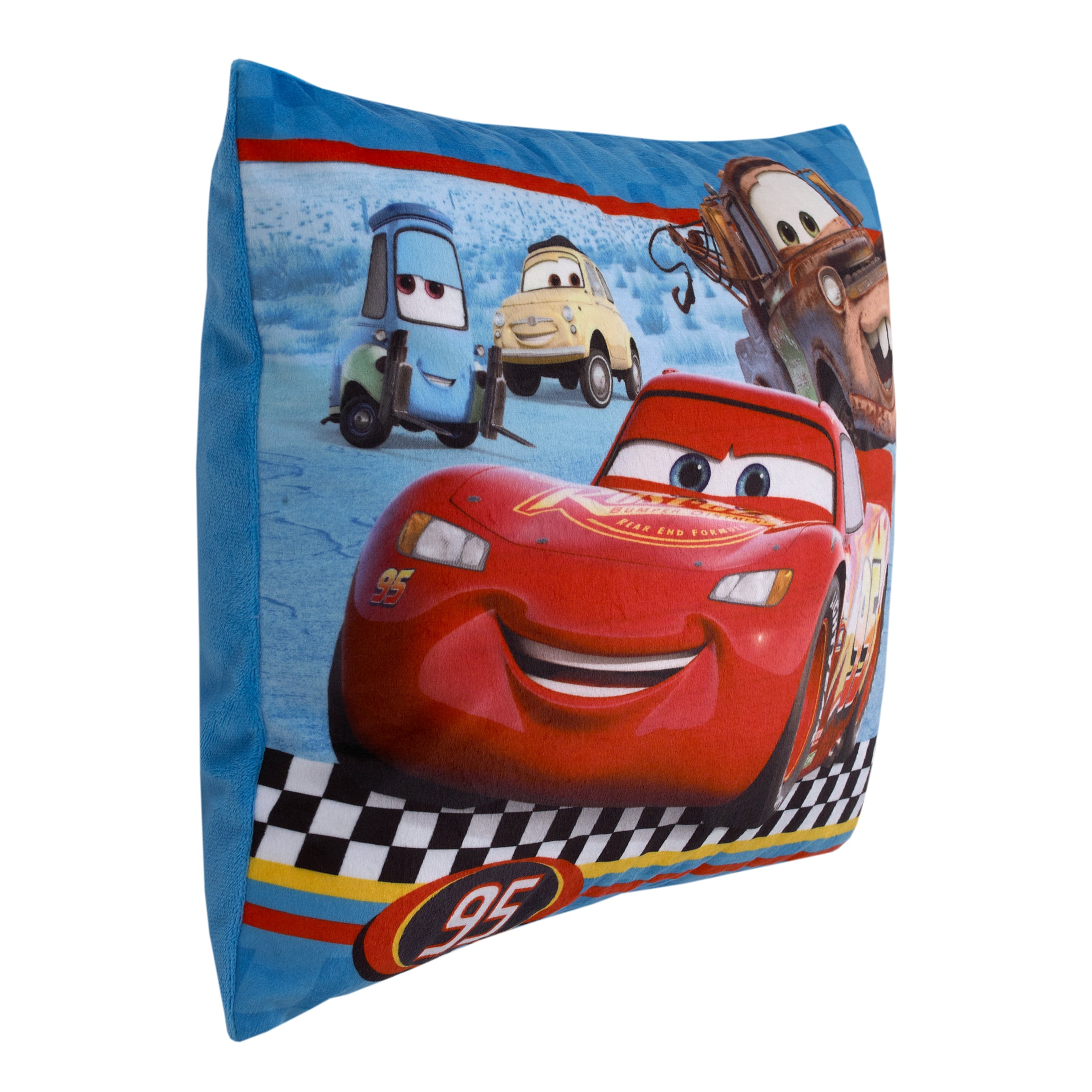 Disney Cars Radiator Springs Blue and Red Lightning McQueen and Tow Mater Decorative Toddler Pillow NoJo Baby