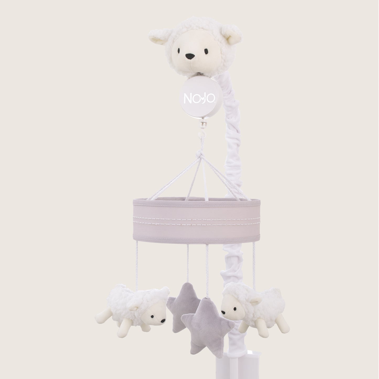 NoJo Plush Sheep Ivory and Gray Stars and Sheep Musical Mobile