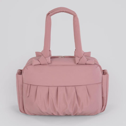 Motherhood Knotted Bows Duffle Diaper Bag, Dusty Rose