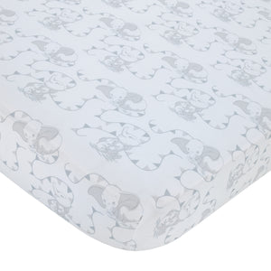 Disney Dumbo Hello Baby Grey and White Circus Banner 3 Piece Nursery Crib Bedding Set - Comforter, Fitted Crib Sheet, and Crib Skirt