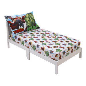 Marvel The Avengers I Am A Hero Blue, Green, Red, and Yellow 2 Piece Toddler Sheet Set - Fitted Bottom Sheet, and Pillowcase