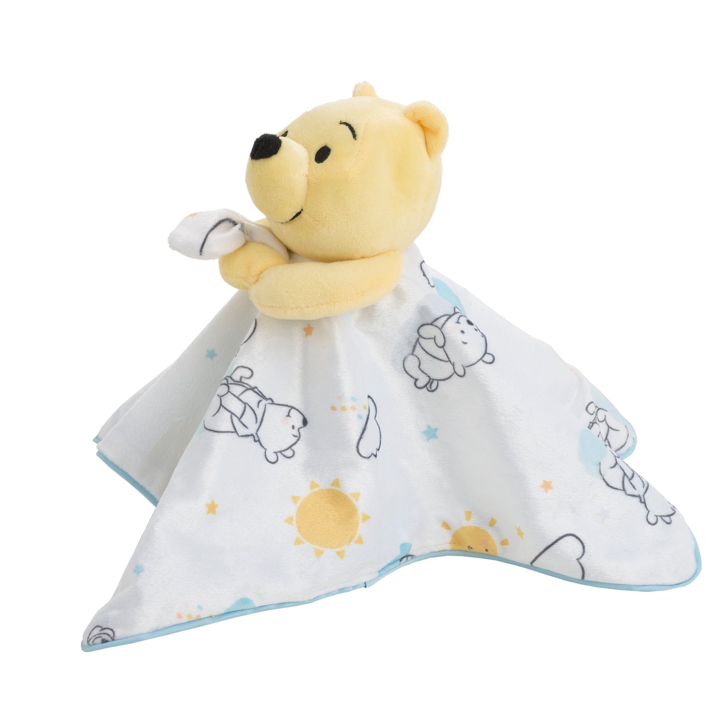 Disney Winnie the Pooh White, Yellow, and Aqua Cloud and Sun Lovey Security Blanket