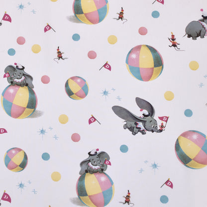 Disney Vintage Dumbo - Gray, White and Multi-Colored Circus Flags, Balls and Timothy Mouse Nursery Fitted Mini Crib Sheet