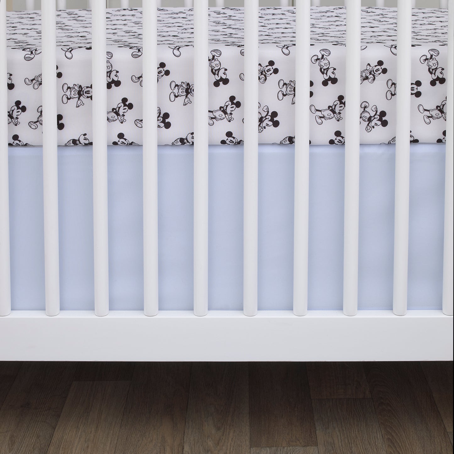 Disney Mickey Mouse - Timeless Mickey Blue, Gray, and White Stars and Icons 3 Piece Nursery Crib Bedding Set - Comforter, Fitted Crib Sheet, and Crib Skirt