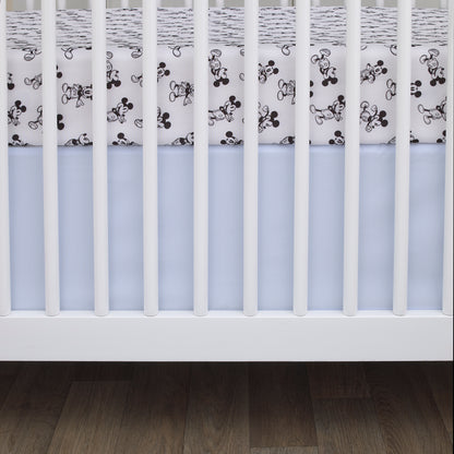 Disney Mickey Mouse - Timeless Mickey Blue, Gray, and White Stars and Icons 3 Piece Nursery Crib Bedding Set - Comforter, Fitted Crib Sheet, and Crib Skirt