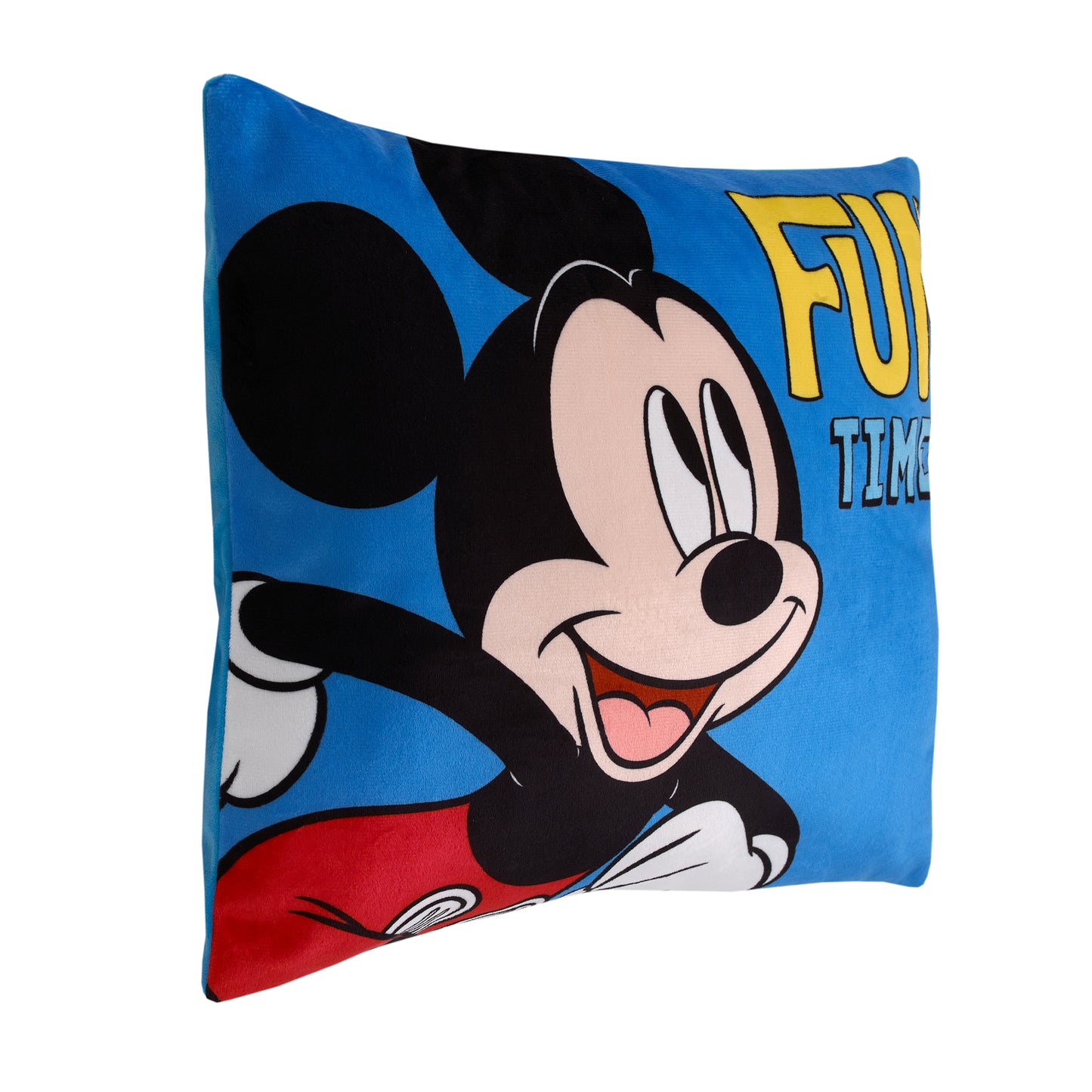 Disney Mickey Mouse Funhouse Crew Blue, Red, Black, and Yellow "Fun Times" Super Soft Toddler Pillow