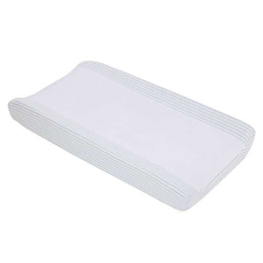 NoJo Woodland Sage, and White Stripe Plush Contoured Changing Pad Cover