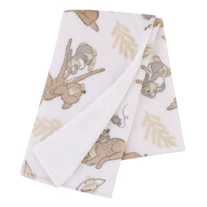 Disney B is for Bambi Tan, Gray, and White Super Soft Plush Sherpa Baby Blanket