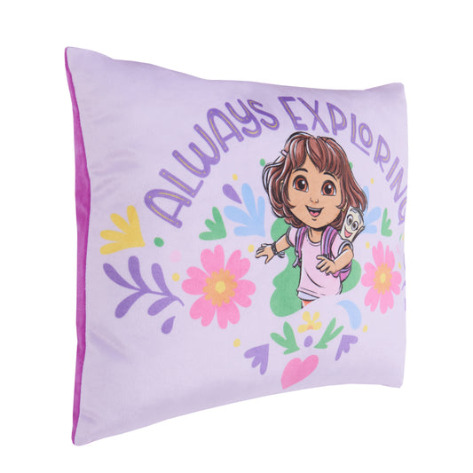 NoJo Dora Adventure Awaits Decorative Toddler Pillow, Lavender