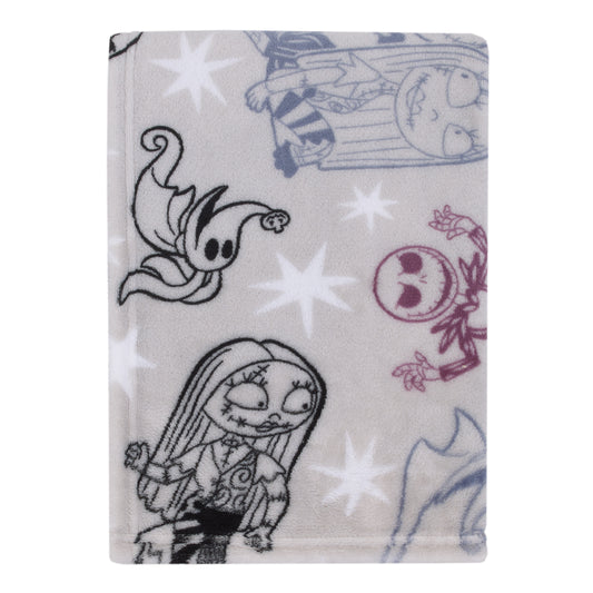 Disney Nightmare Before Christmas Gray, Purple, and White Super Soft Baby Blanket