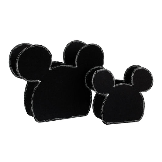 Mickey Mouse Shaped Black 2 Piece Felt Nursery Storage Caddy - 1 Large, 1 Small