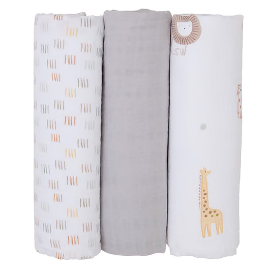 mini by Motherhood - Jungle Nest 3 Pack Muslin Swaddle Blankets