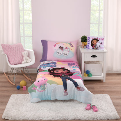 DreamWorks Gabby's Dollhouse Dream It Up Pink and Purple Pandy Paws Decorative Toddler Pillow