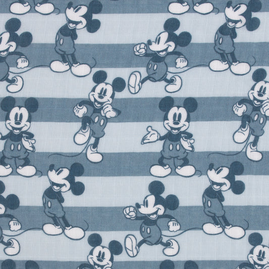 Disney Mickey Mouse Gray, Charcoal, and White 3 Piece Muslin Swaddle Baby Blanket Set
